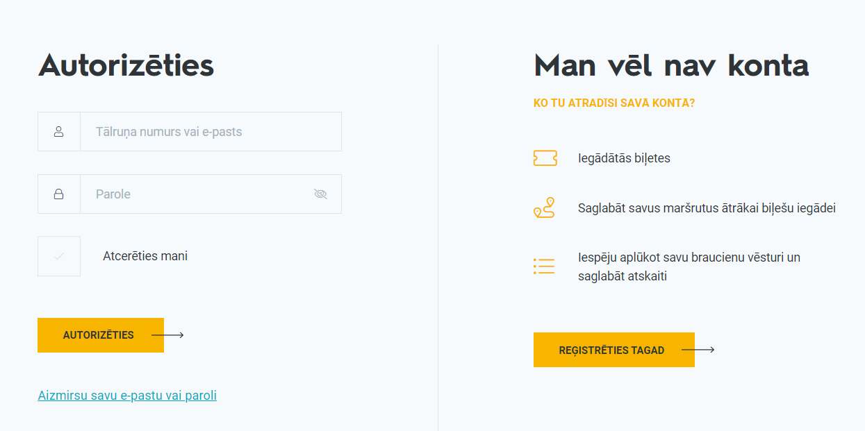 Konta izveides soļi. Autorizēties. Reģistrēties tagad.