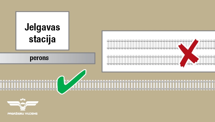 24.08.-14.10. Jelgavas stacijā vilcienu kustība notiek uz 2. galvenā ceļa