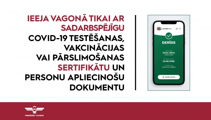 Jautājumi un atbildes par braucienu vilciena vagonā ar epidemioloģiski daļēji drošu vidi